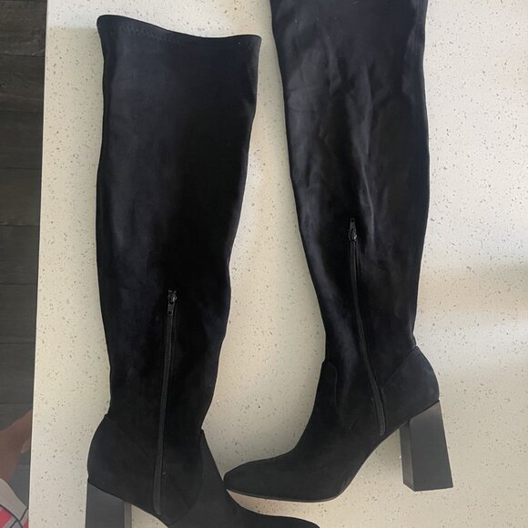 Black Faux Suede Leather Over-the-Knee Women's Boot - SZ 8.5 - Mi.iM Brand - Picture 4 of 5